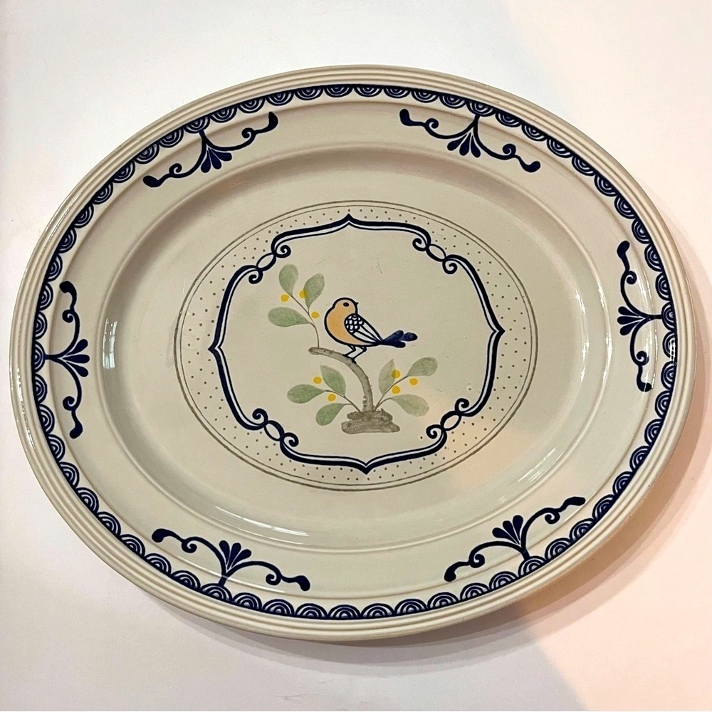 Franciscan Stoneware Platter California Love Bird Blue‎ Country 13 3/4"